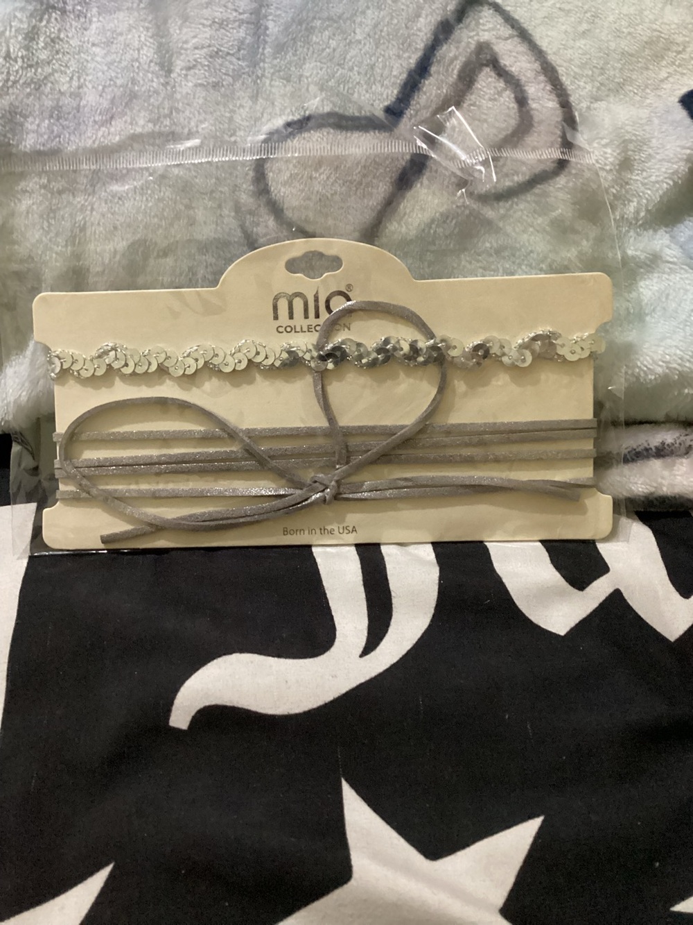 MISHA COLLECTION Silver Sequin & Silver choker necklace
